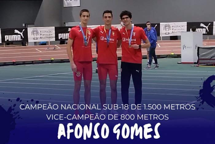 Afonso Gomes e Inês Pedro Campeões Nacionais Sub-18 de Pista Coberta